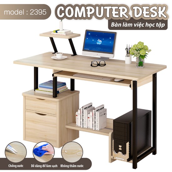 CHAIR19 Desk - Bàn làm việc học tập kèm kệ sách đa năng thuận lợi Mẫu B2395