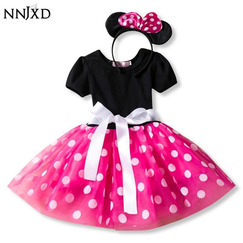 Đầm NNJXD In Hình Chuột Minnie Cho Bé Gái
