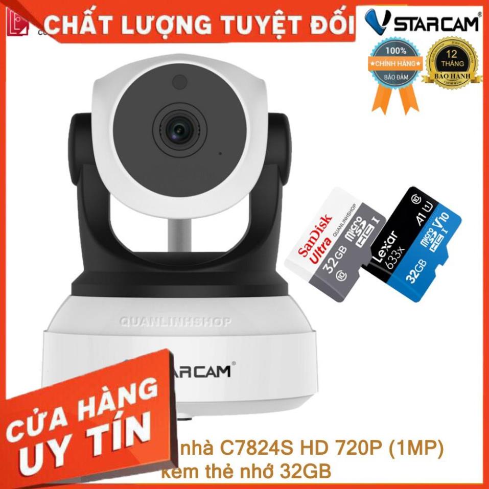 (giá khai trương) Camera Wifi IP Vstarcam C7824 HD 720P kèm thẻ nhớ 32GB