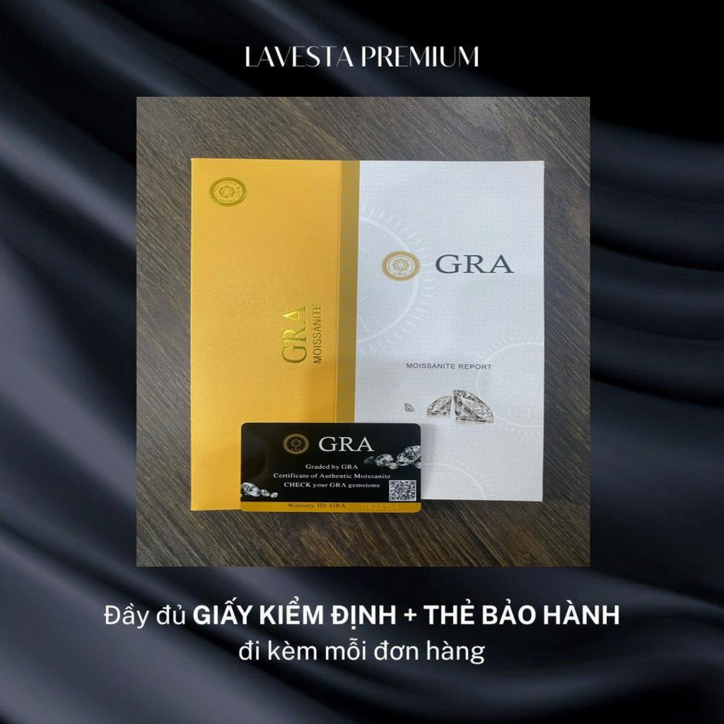 Dây chuyền nữ kim cương Moissanite 5 ly LAVESTA KC70 kiểm định GRA, bạc xi bạch kim mặt giọt nước lấp lánh