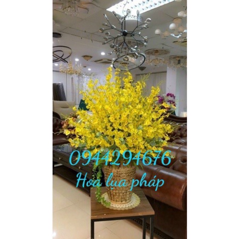 Hoa Lan giả/ Hoa lụa - Hoa Lan Vũ Nữ cành 8 nhánh cao 105cm decor