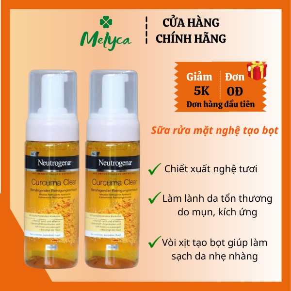 Sữa rửa mặt nghệ Neutrogena Curcuma tạo bọt sáng da, mờ thâm 150ml - Shop Melyca