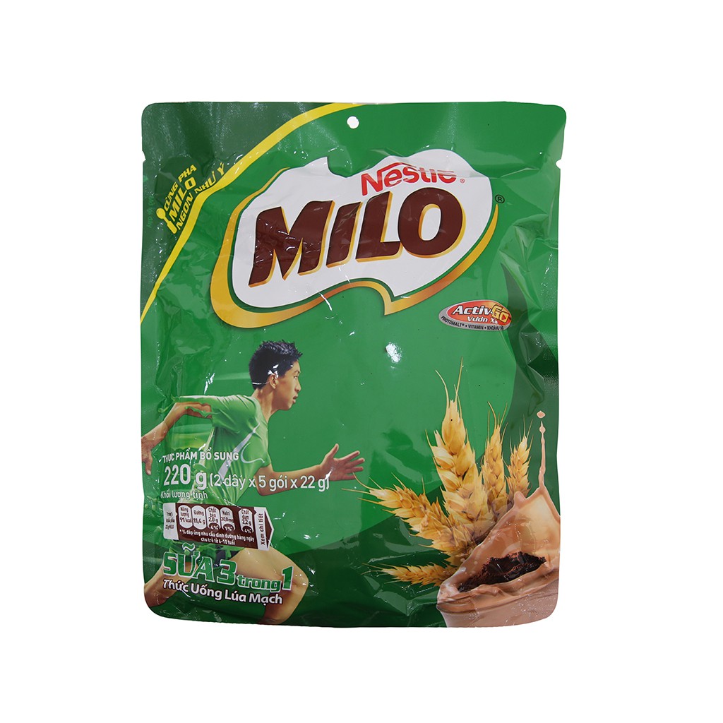 Bột Milo Nestle một gói lớn gồm 10 túi x 22g/túi