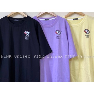 [ HÌNH THẬT ] Áo thun tay lỡ THÊU BÒ SỮA Unisex