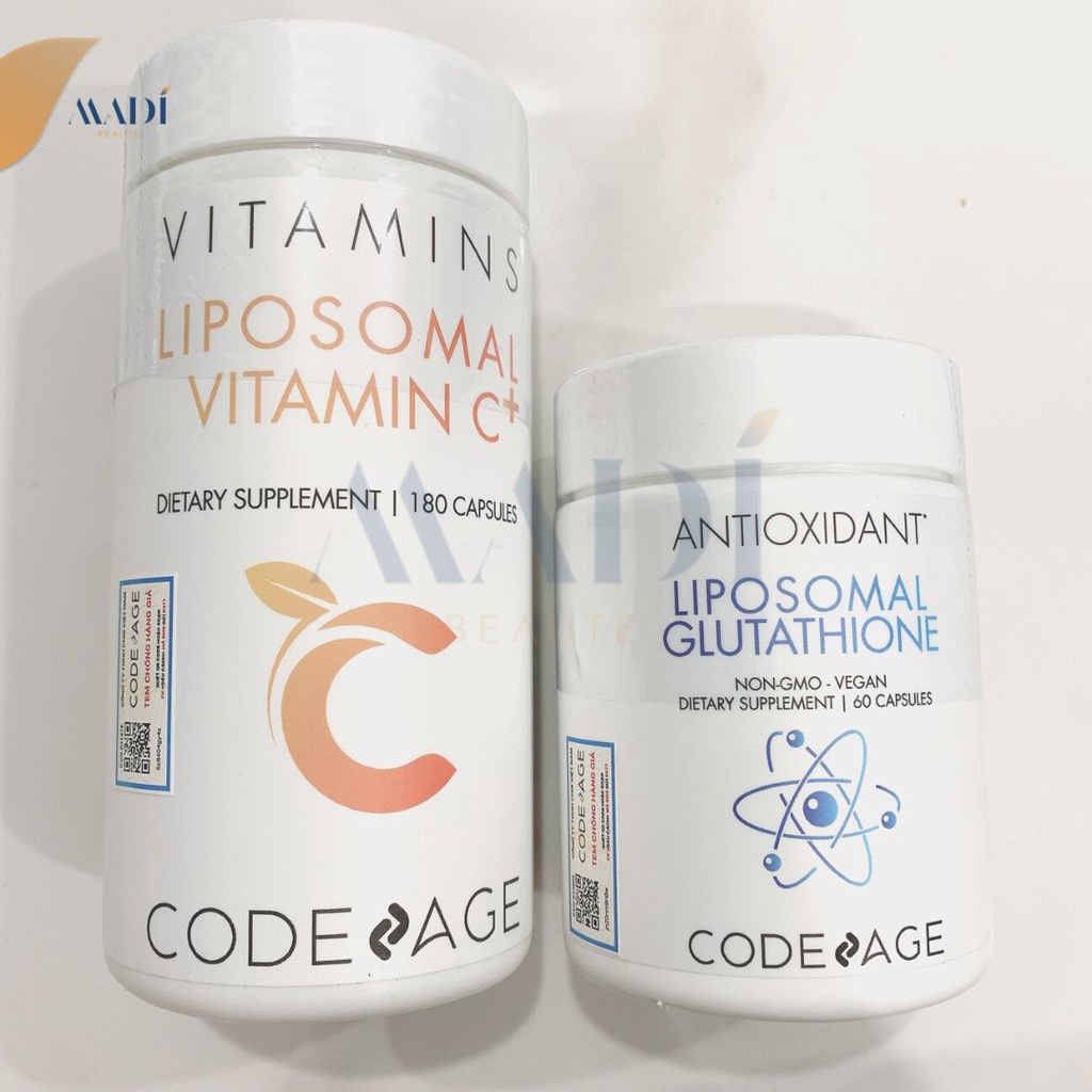 Viên Uống Sáng Da, Chống Lão Hóa, Codeage Liposomal Glutathione & Codeage Vitamin C, Tăng Sức Đề Kháng - Hàng Công Ty
