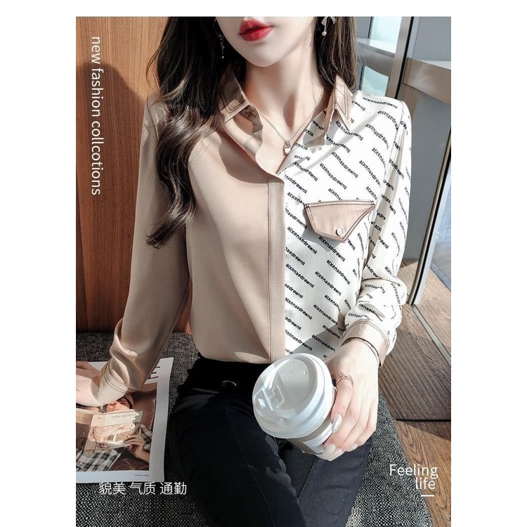 Satin shirt women's spring and autumn long sleeve spring 2021 new professional Chiffon Top design sense niche wrinkle resistant shirt