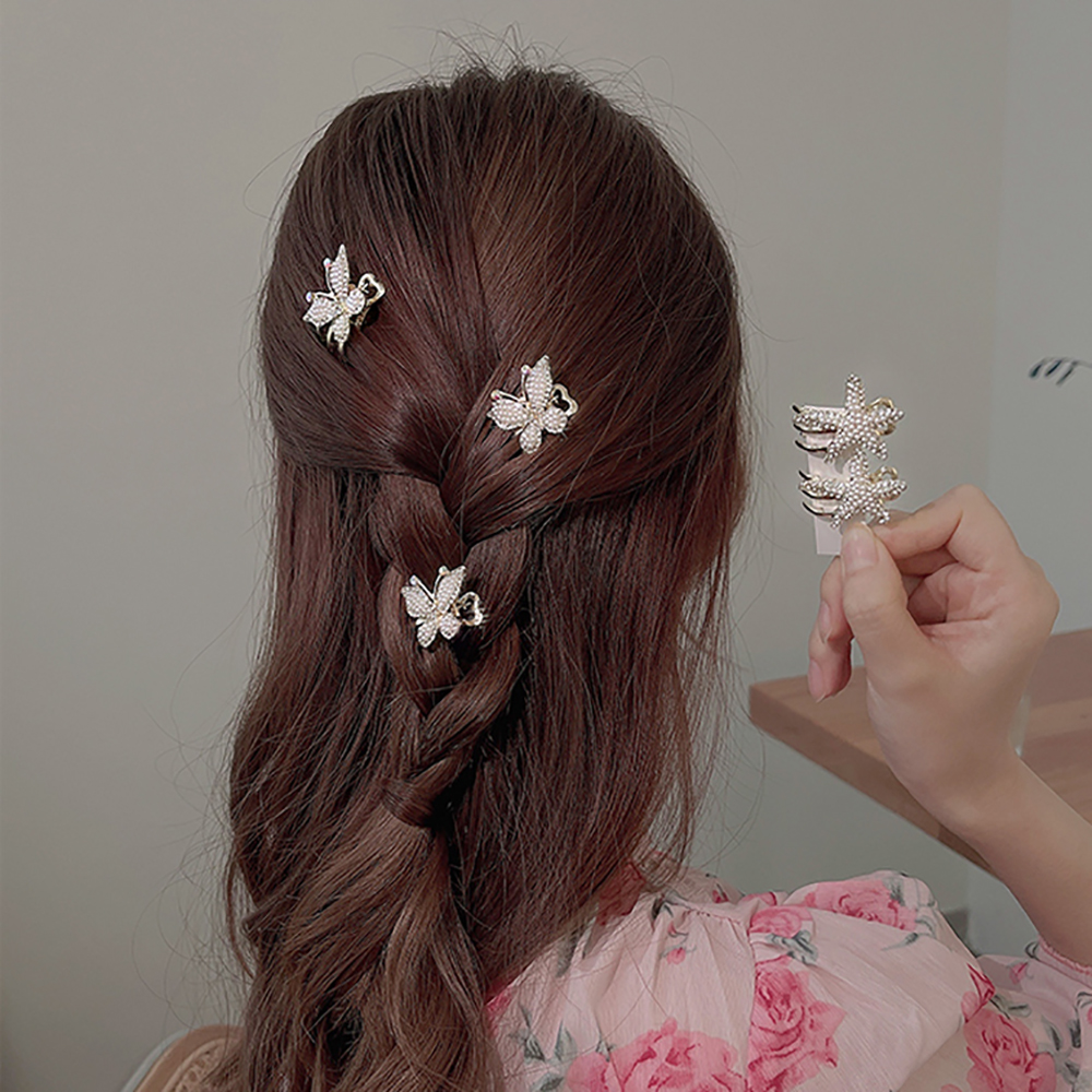 Kẹp tóc con bướm đính ngọc trai nhân tạo thời trang