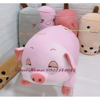Gấu bông heo lười - gối ôm heo khổ vải 1m1