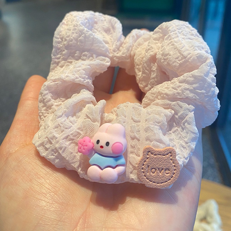 Dây Cột Tóc Cao Su Bản Lớn In Hình Thỏ Hoạt Hình Dễ Thương Phong Cách Nhật Hàn Cho Bé Gái