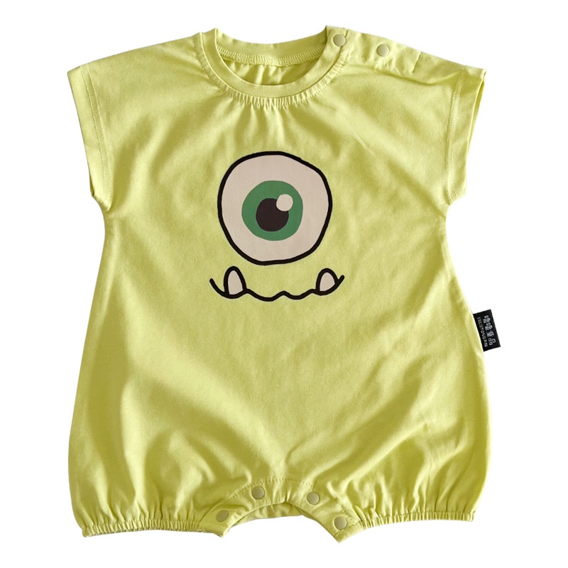 Áo Liền Quần Tay Ngắn Bằng Vải Cotton In Họa Tiết Hoạt Hình Dành Cho Bé Trai Gái 0-18 Tháng Tuổi
