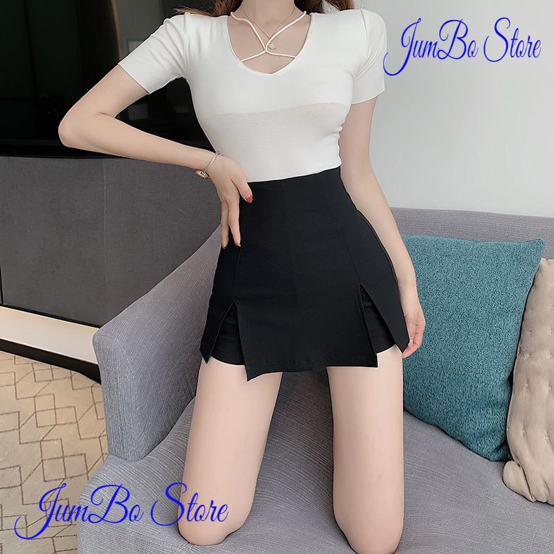 Quần Giả Váy Dáng Chữ A Xẻ Đùi Phong Cách Hàn Quốc - JumBo Store