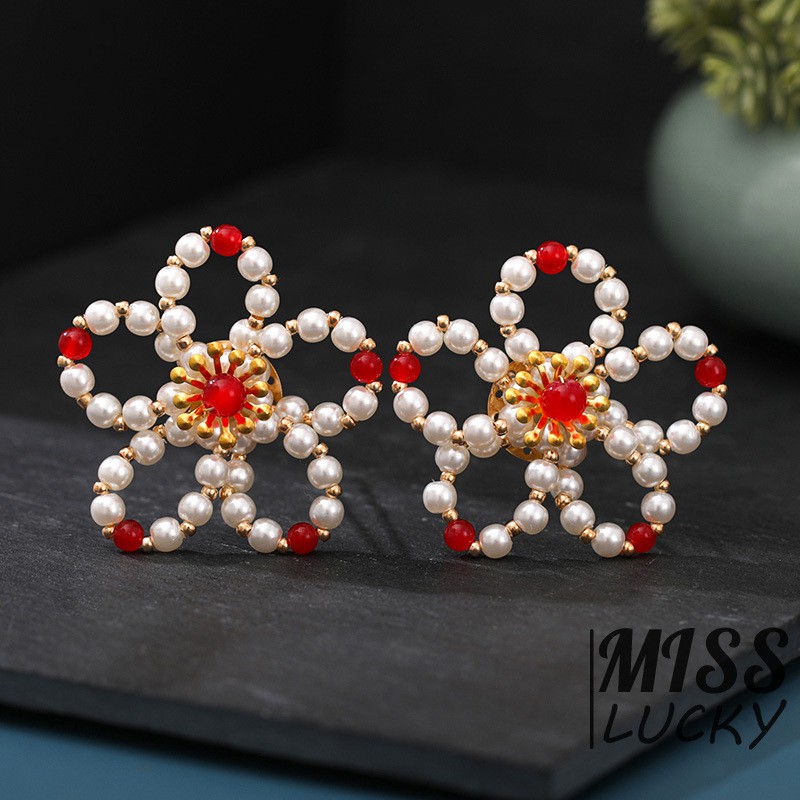 Set 2 Kẹp Tóc Hình Hoa Đính Ngọc Trai Sang Trọng Cho Nữ