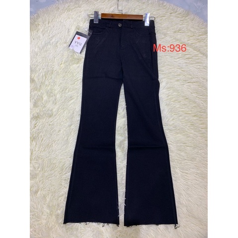 Qần bò đen ống loe rách gấu(ms936)