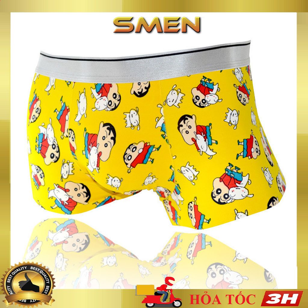 Quần lót nam boxer in hình, sịp đùi thun lạnh cao cấp họa tiết nhân vật hoạt hình Doremon, chuột mickey (Che tên) - SMEN