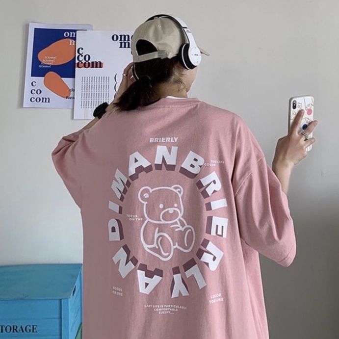 Áo thun Unisex form rộng tay lỡ, Áo phông nam nữ cotton thấm hút, dày dặn mềm mịn họa tiết BRIERLY