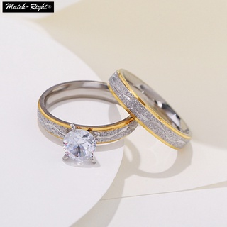 Nhẫn đính hôn bằng thép không gỉ đính đá zircon 4mm cho cặp đôi 5040