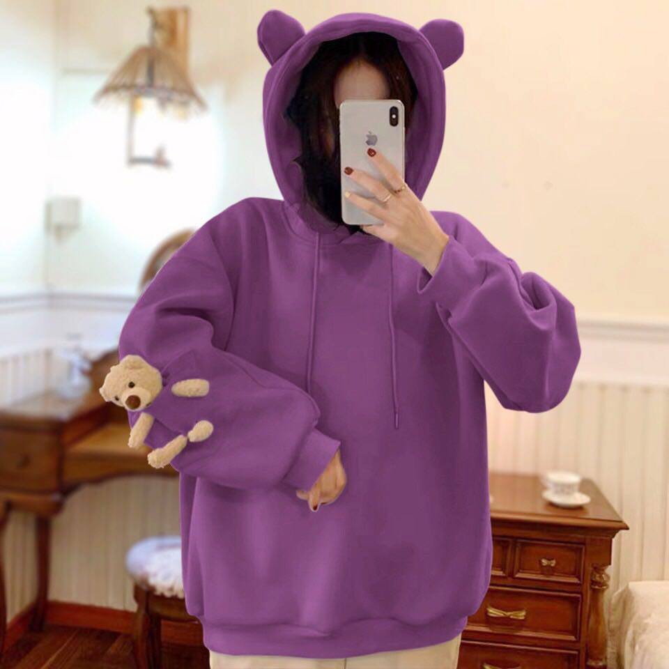 Áo hoddie unisex TAY GẤU phom rộng bo gấu chát nỉ bông dày giá siêu rẻ A00158 | BigBuy360 - bigbuy360.vn