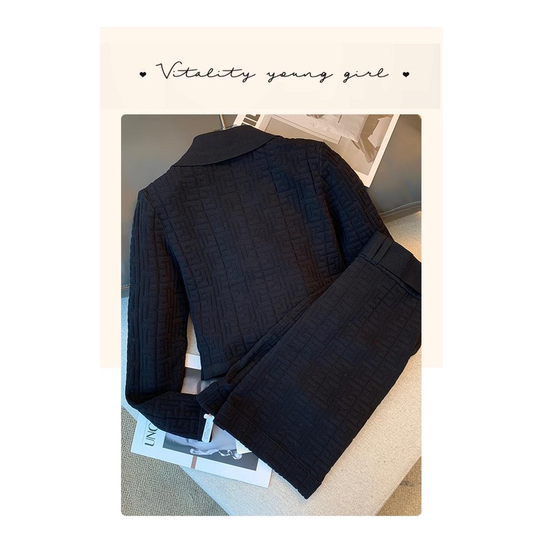 Bộ Đồ Thời Trang Mùa Thu 2022 Hai Mảnh Màu Đen Phong Cách Hàn Quốc Cho Nữ