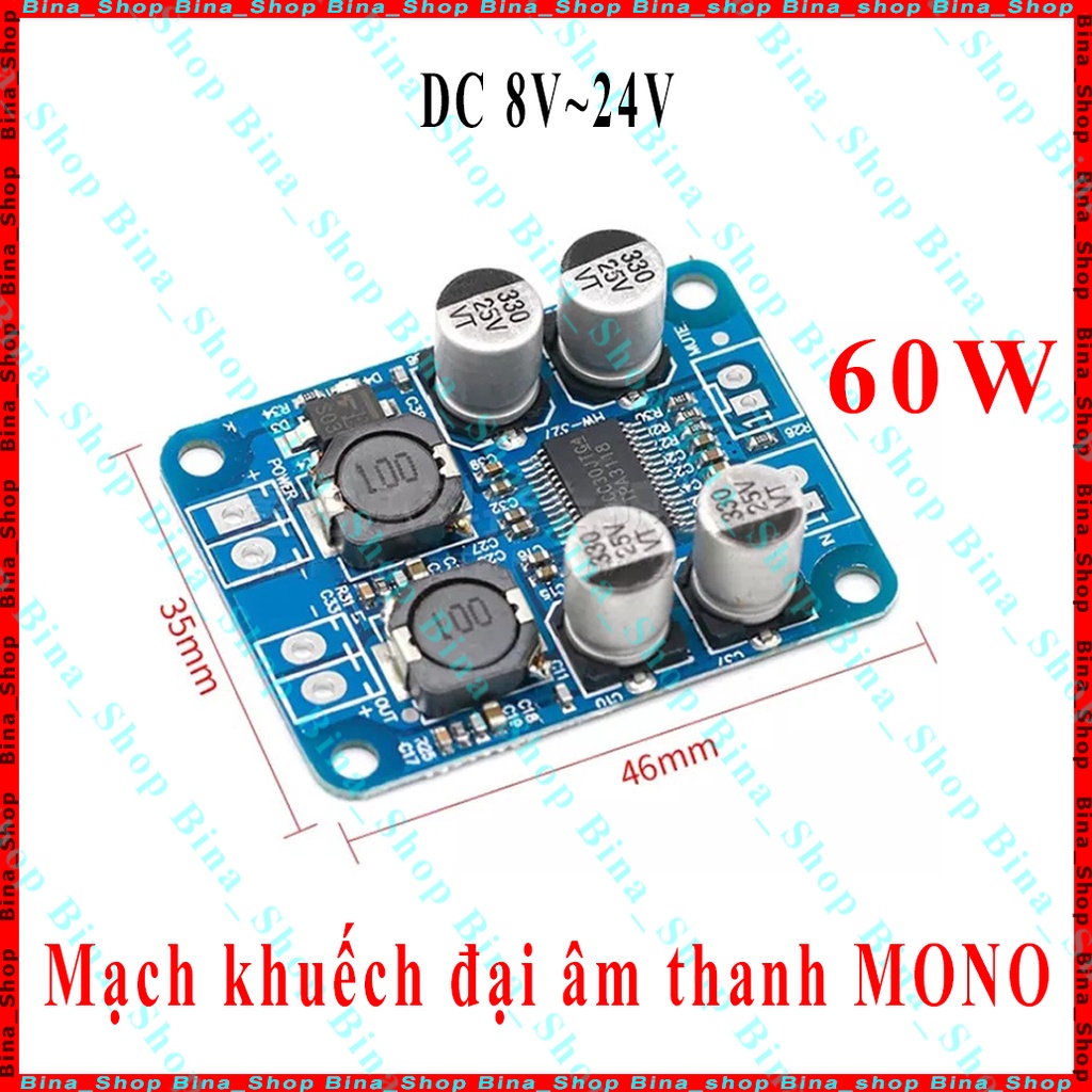 Mạch khuếch đại âm thanh MONO TPA3118 60W DC 8-24V
