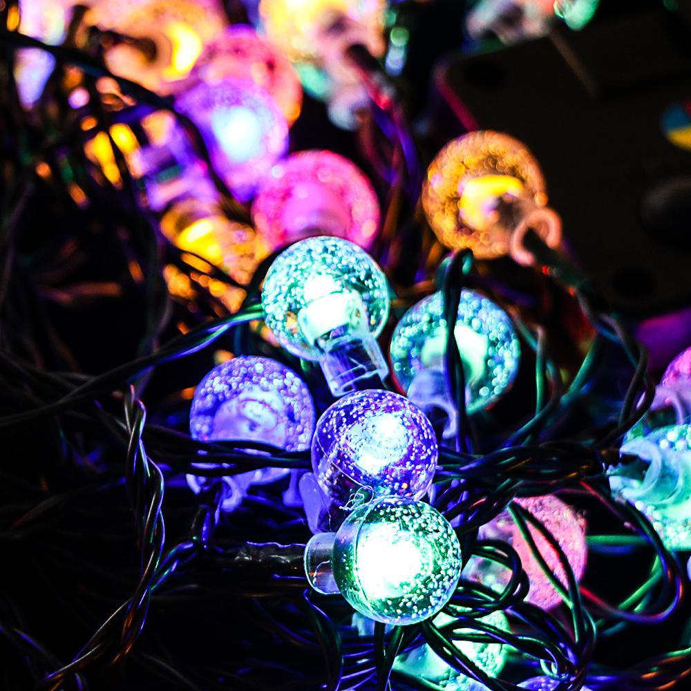 HECCEH Dây Đèn LED 50 Bóng 20 30 Bóng Hình Cầu Pha Lê Trang Trí Ngoài Trời