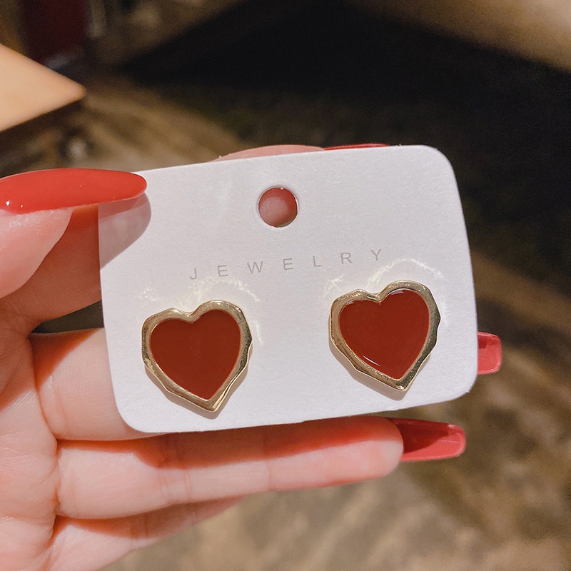 Bông tai nữ AY hình trái tim đơn giản thời trang