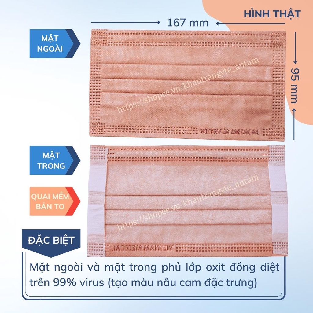 3 Hộp Khẩu Trang Y Tế Vietnam Medical 4 Lớp, Kháng Khuẩn, Không Đau Tai