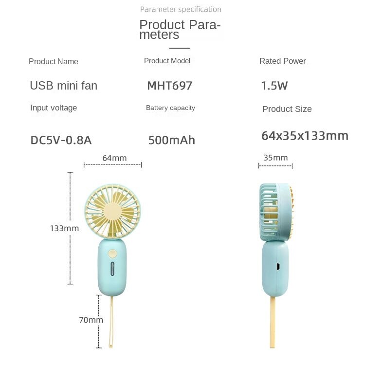 Quạt mini sạc usb Cầm Tay Phong Cách Nhật Bản