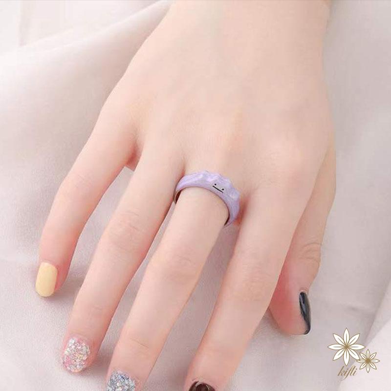 【Kifli】Nhẫn hình quái vật mặt cười màu tím đáng yêu thời trang 2022（quà tặng ngày thiếu nhi）