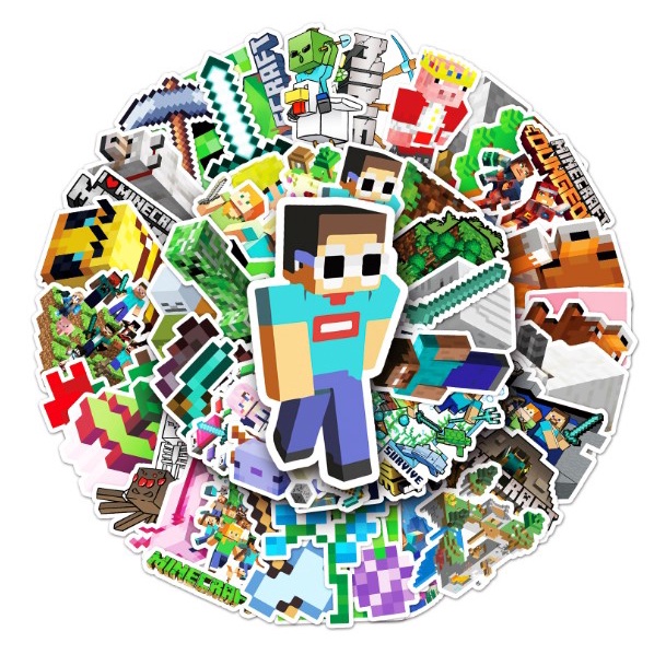 [50 Hình] Sticker Minecraft dán trang trí laptop, mũ nón bảo hiểm, vali, xe tay ga, ván trượt - DB.138