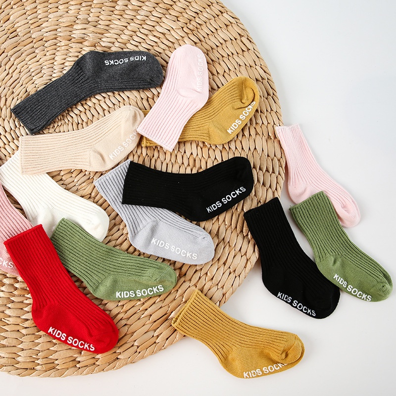 Vớ Cotton Chống Trượt Màu Sắc Đơn Giản Cho Bé 0-5 Tuổi
