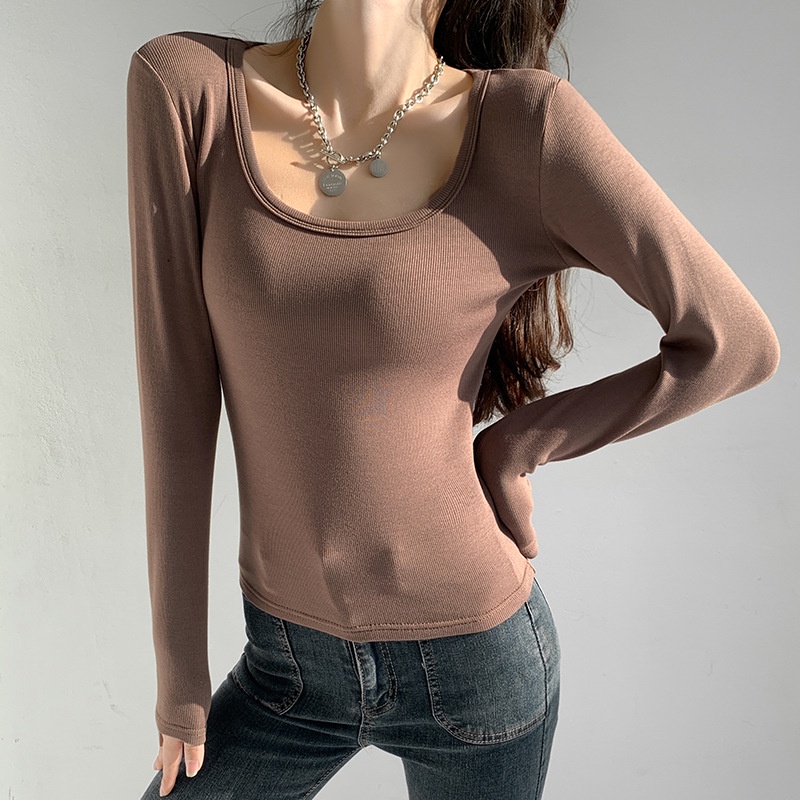 Áo Thun Dài Tay Cổ Tròn Phong Cách Hàn Quốc Thời Trang Thu Đông Mới Cho Nữ