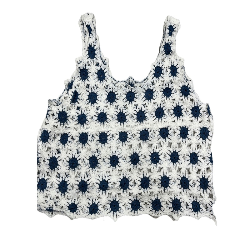 Áo Croptop Dệt Kim Không Tay Thêu Hoa Cúc Thời Trang Mùa Xuân Cho Nữ