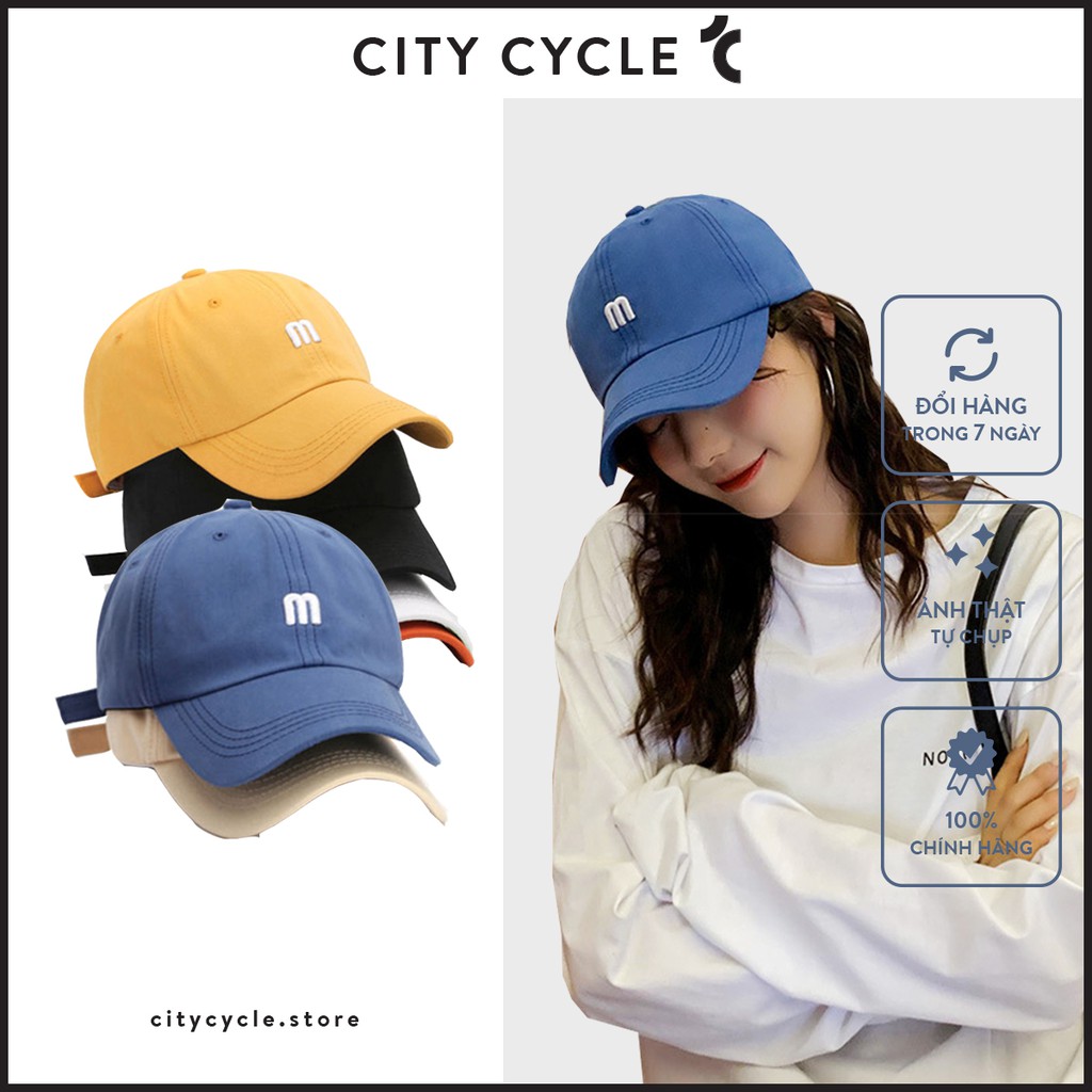 Mũ lưỡi trai nam nữ chữ M City Cycle - Nón kết nam Unisex nhiều màu hàng cao cấp