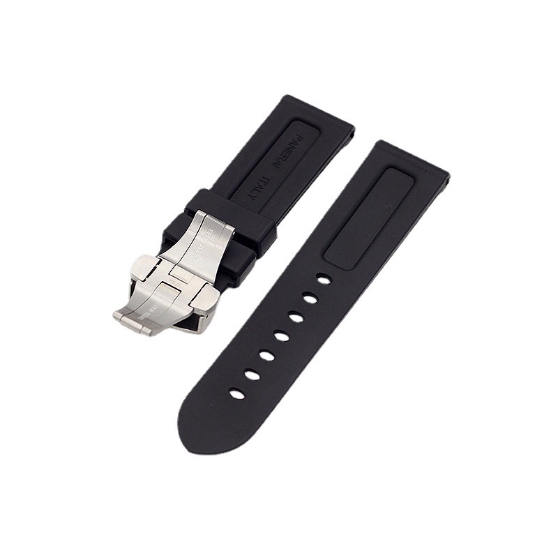 PANERAI Dây Đeo Đồng Hồ Bằng Cao Su Silicon Mềm 24mm Màu Đen Khóa Bướm Cho PAM111/441