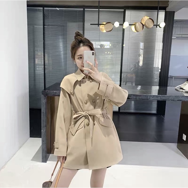 ÁO KHOÁC KAKI KEM KÈM BELT THẮT EO (TH)