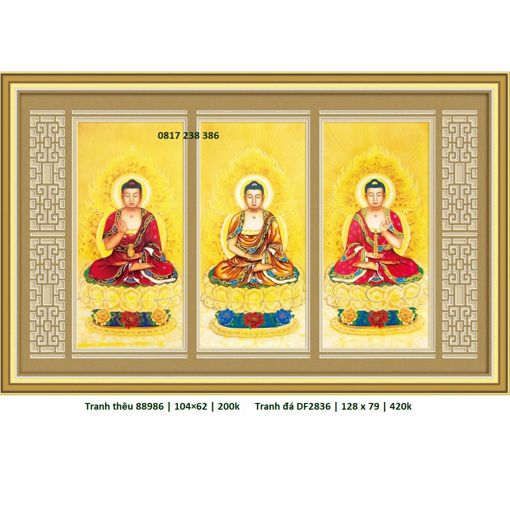 Tranh thêu tam thế phật 88986 (KT: 104 x 62 cm)