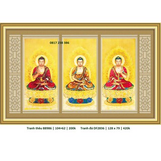 Tranh thêu tam thế phật 88986 (KT: 104 x 62 cm)