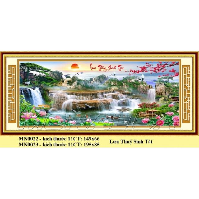 Tranh thêu chữ thập Lưu thủy sinh tài MN0023(195x85cm)
