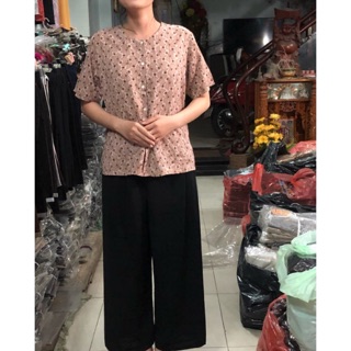 Áo bà ba bông Tay ngắn + quần siêu đen cho bà!!(ib chọn màu và size)