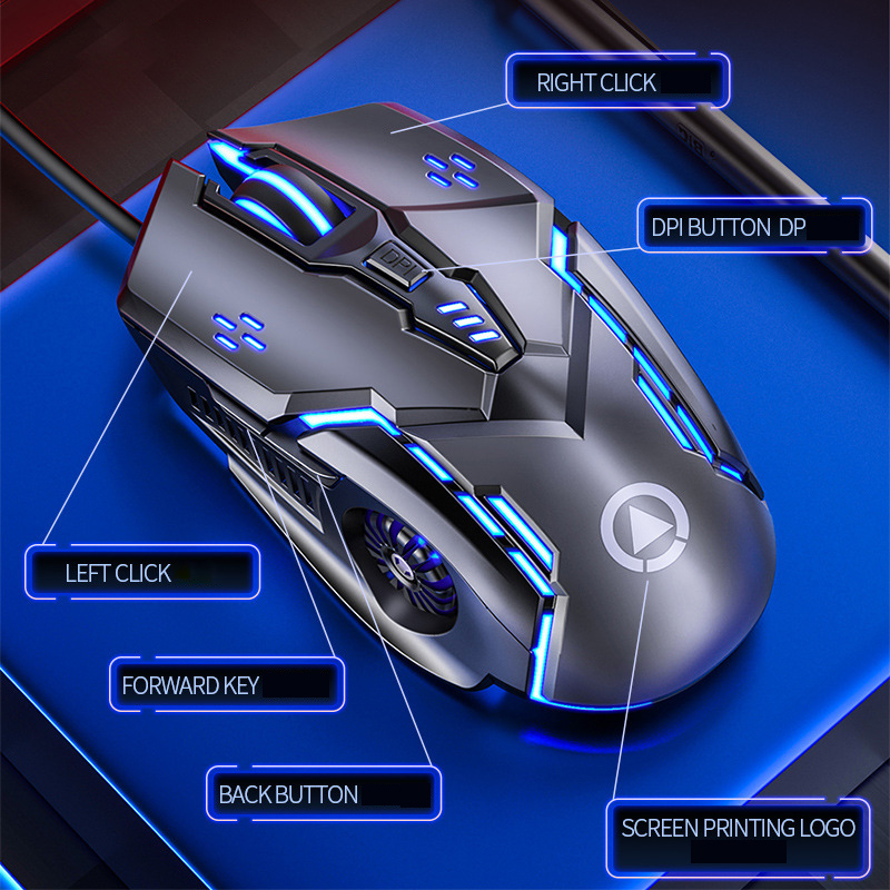 Luminescent Gaming Mouse 6 Buttons/3 Buttons 4 Speeds 7 Colors Glow Handy