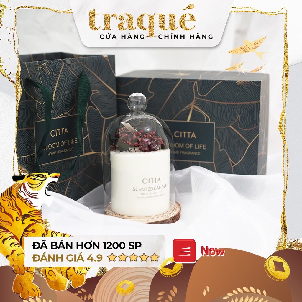 [Set quà tặng] Nến thơm CITTA trang trí phong cách hoa khô thảo mộc - 5 mùi hương đa dạng cho không gian sang trọng