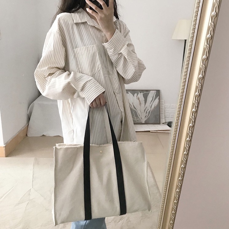 IELGY Túi Đeo Vai Vải canvas Viền Thô Phong Cách Hàn Quốc Thời Trang Cho Nữ