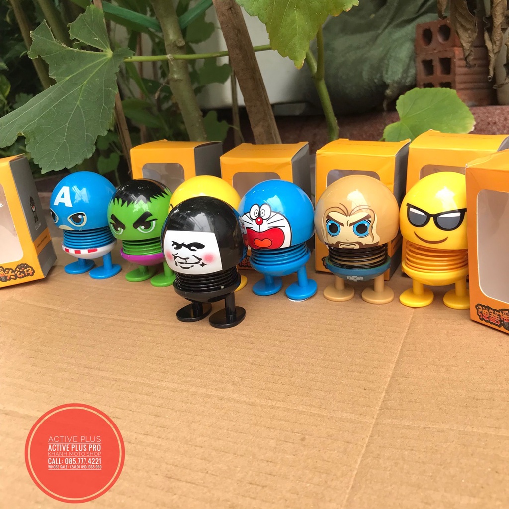 Emoji lò xo, Thú nhún lò xo Emoji có đèn siêu dễ thương  con nhún lò xo trang trí ô tô xe máy- phụ kiện trang trí