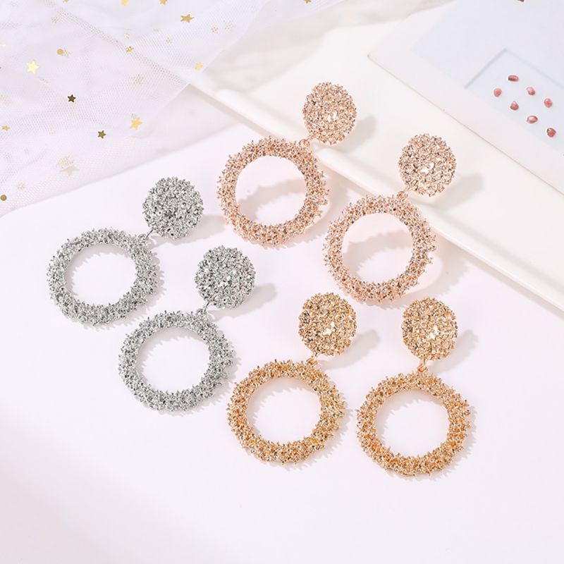 Đôi khuyên tai nữ hình tròn lớn phong cách vintage đáng yêu