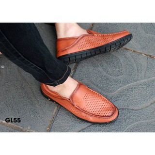 Giày Da Nam Cao Cấp GL55 Đen/ vàng bò