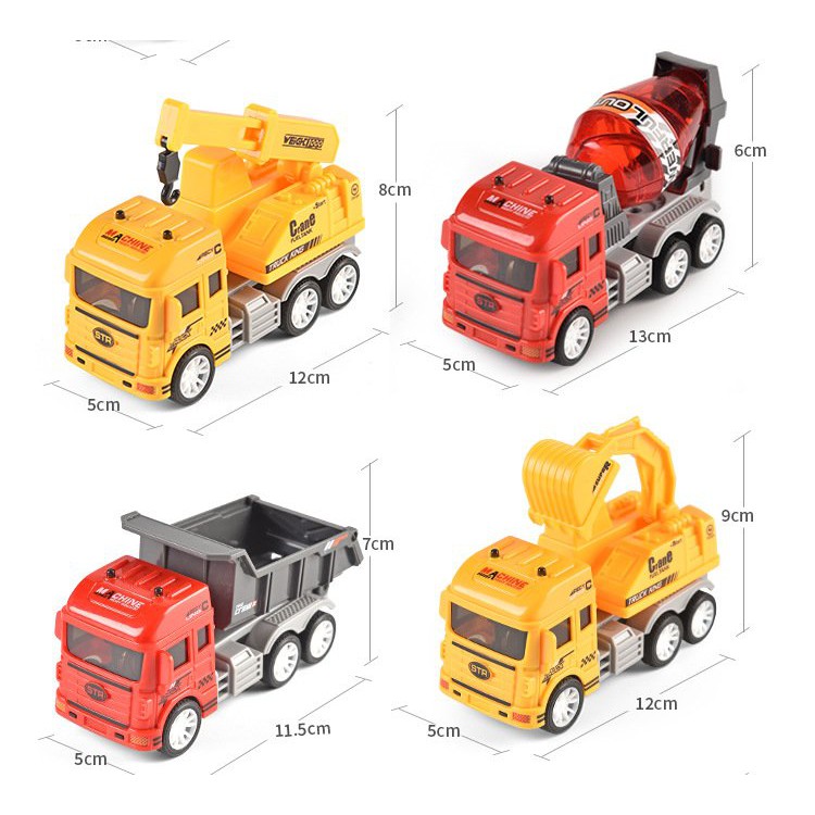 Đồ chơi ô tô nhựa có bánh đà - xe cẩu - xe ben- xe bồn - xe trộn bê tông - xe chở rác - xe máy xúc