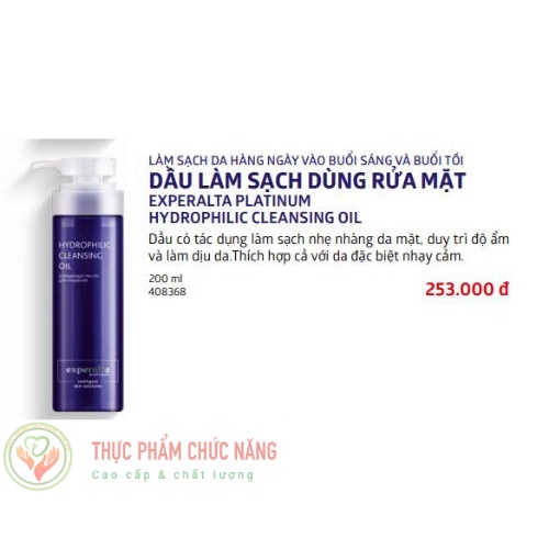 Sữa rửa mặt dạng dầu dùng để rửa mặt giúp làm sạch da nhẹ nhàng Experalta Platinum Hydrophilic Cleansing Oil  200ml