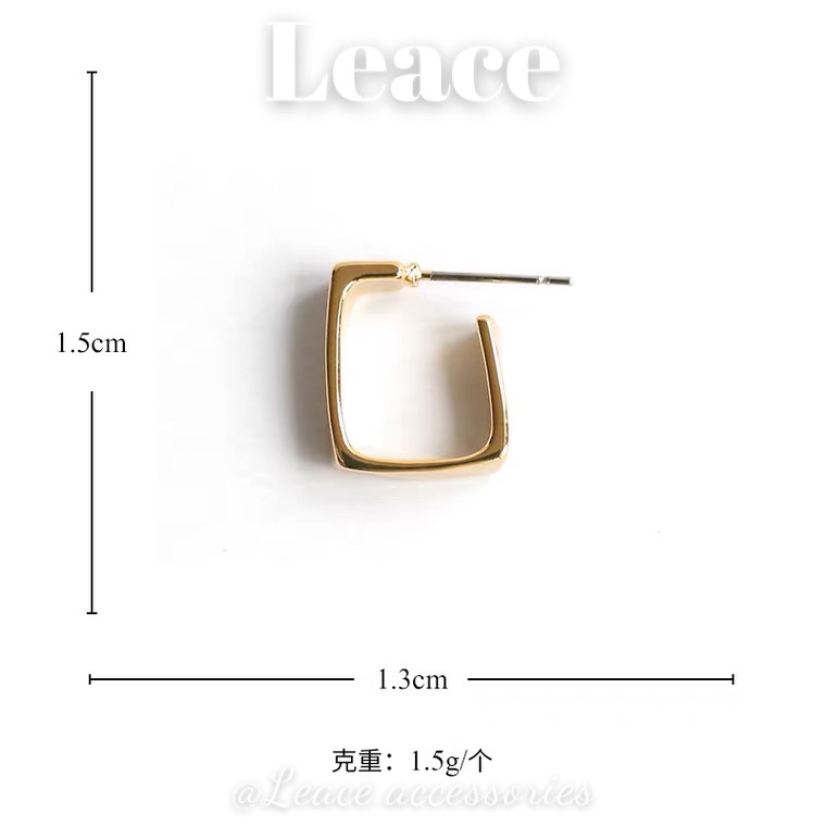 Bông tai khuyên tai thiết kế vuông đơn giản phong cách Hàn Quốc ER031 Leace.accessories