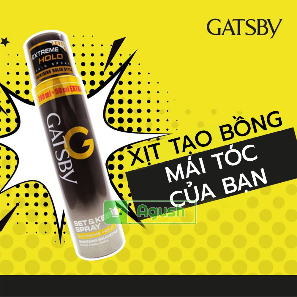 Gôm xịt tóc nam nữ tạo kiểu tóc hair spray Gatsby Set Keep Spray Extreme Hold lọ 250ml mini 66ml chính hãng giữ nếp thơm