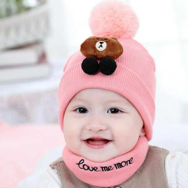 Sét Mũ Len kèm Khăn cho bé